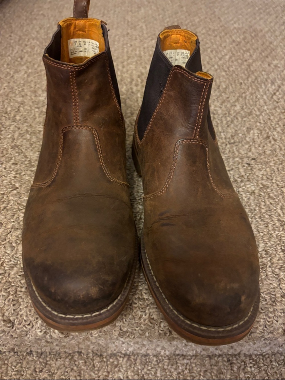 Timberland Men's Brown Leather Chelsea Boots - Classic Slip-On Style Size 43